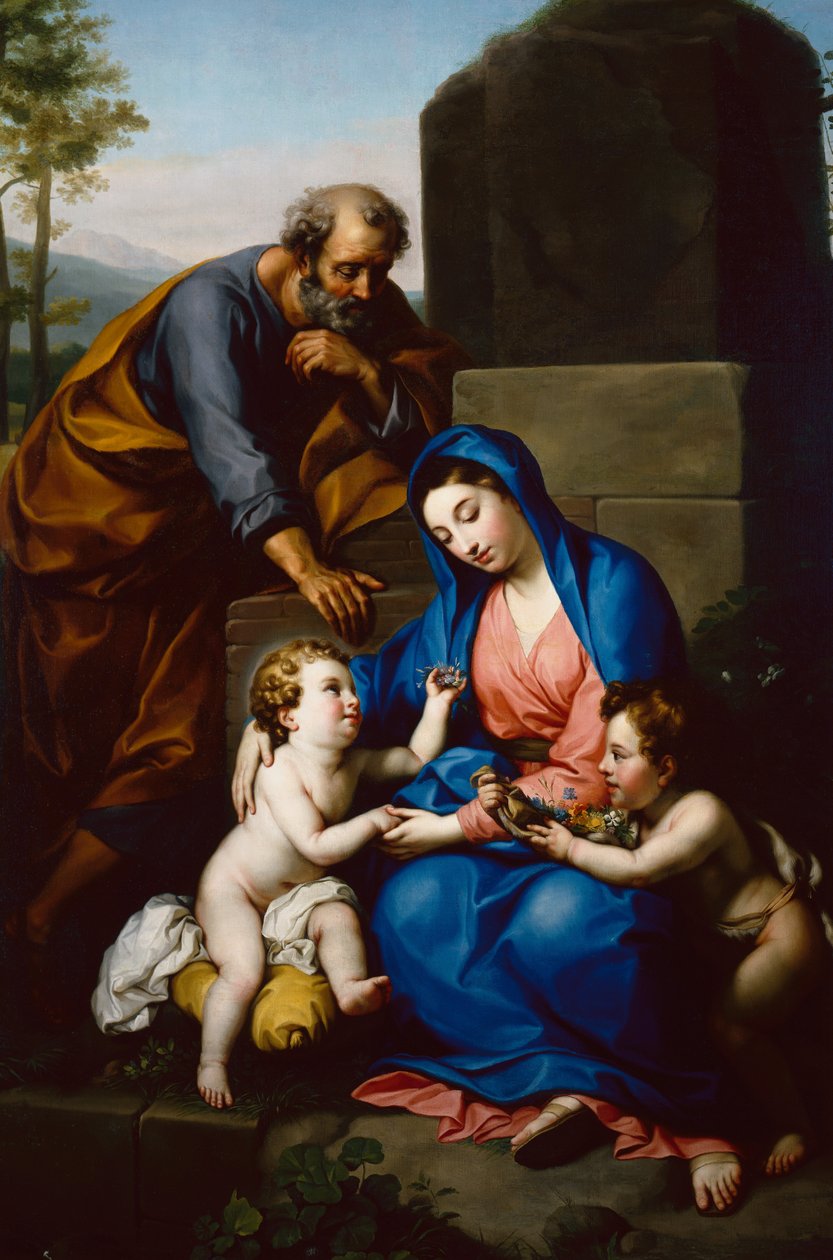 Svatá rodina s nemluvnětem svatým Janem Křtitelem od Anton Raphael Mengs