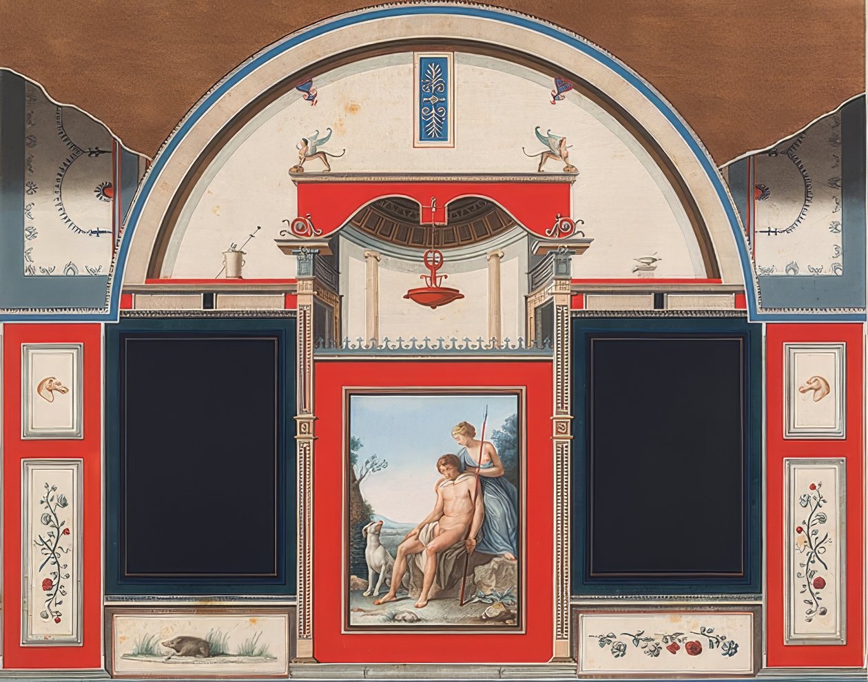 Nástěnná malba římského domu v areálu Villa Negroni v Římě, zobrazující Venuši a zraněného Adonise. 1778 od Anton Raphael Mengs