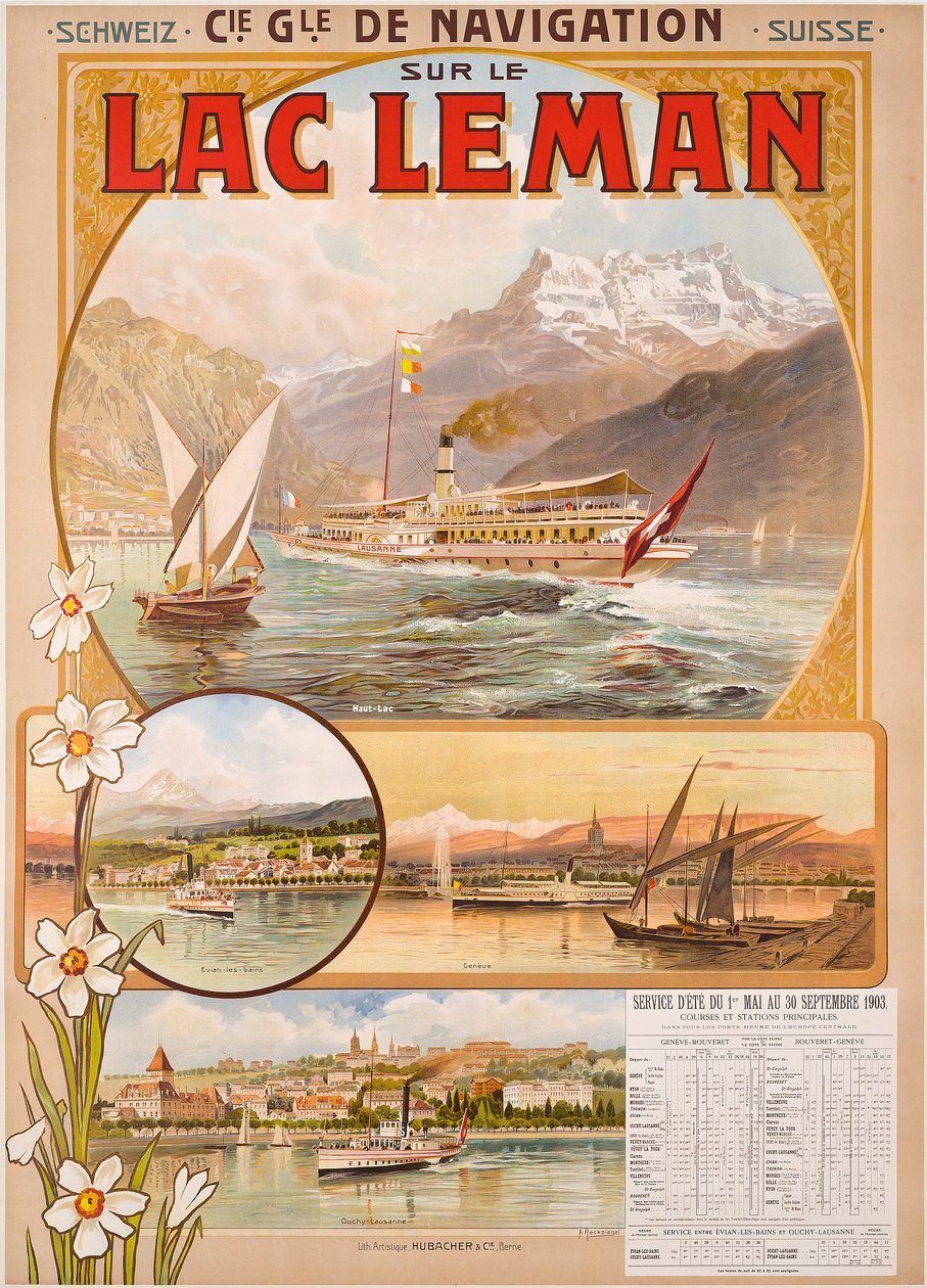 Reklamní plakát Lac Leman (Ženevské jezero), Švýcarsko od Anton Reckziegel