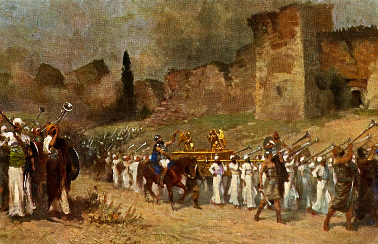 Zničení hradeb Jericha - Olsův zákon (tisk) od Anton Robert (after) Leinweber