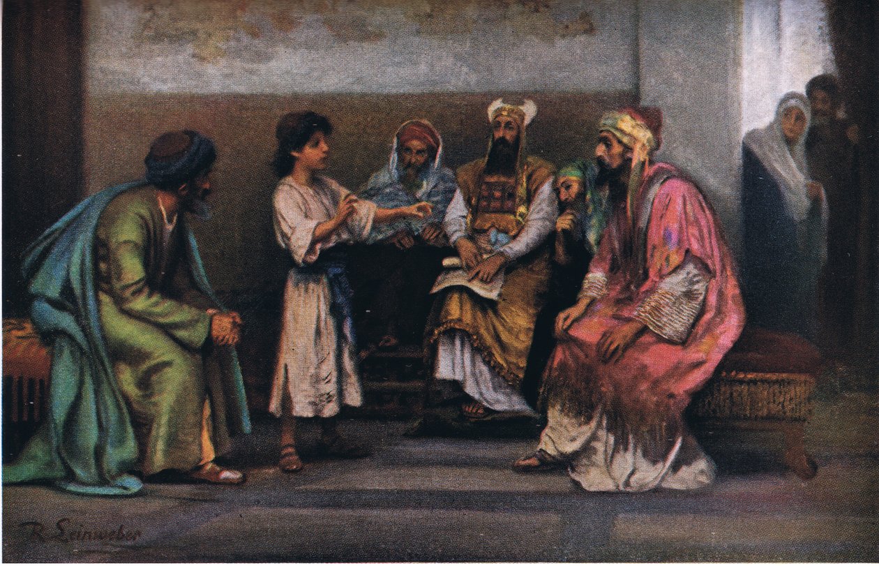 Kristus s doktory v chrámu, z Hulberts Story of the Bible vydané The John Winston Company, 1932 od Anton Robert Leinweber