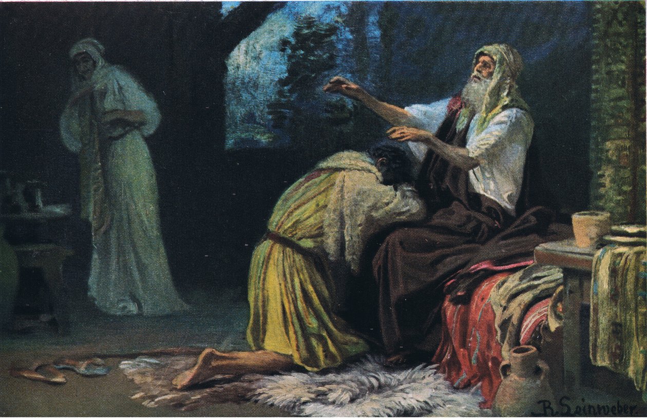 Isaac blessing Jacob, z Hulberts Story of the Bible vydané The John Winston Company, 1932 od Anton Robert Leinweber
