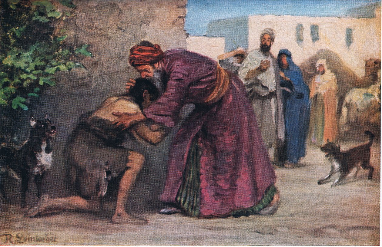 Marnotratný syn, z Hulbertova příběhu Bible vydaného The John Winston Company, 1932 od Anton Robert Leinweber