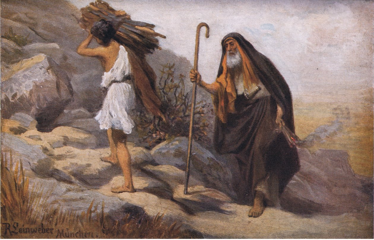 Oběť Isaaca, z Hulberts Story of the Bible vydané The John Winston Company, 1932 od Anton Robert Leinweber