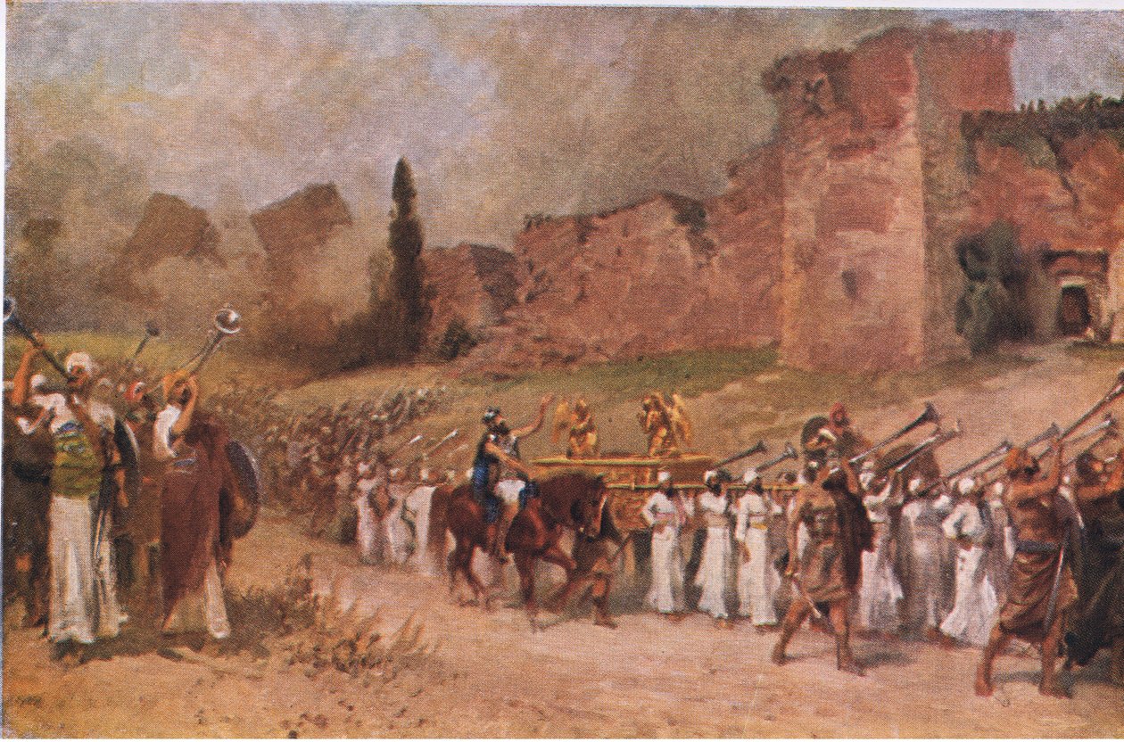 Padla zeď Jericha, z Hulbertova Příběhu Bible vydaného The John Winston Company, 1932 od Anton Robert Leinweber