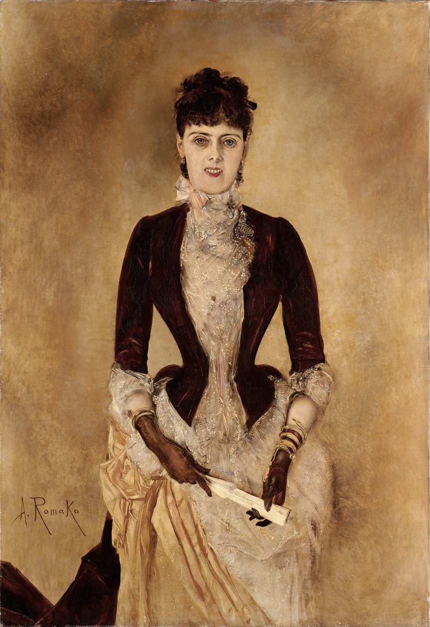 Portrét Isabelly Reisserové - Romako, Anton (1832-1889) - 1885 - Olej na plátně - 130,5x90 - Leopoldovo muzeum, Vídeň od Anton Romako
