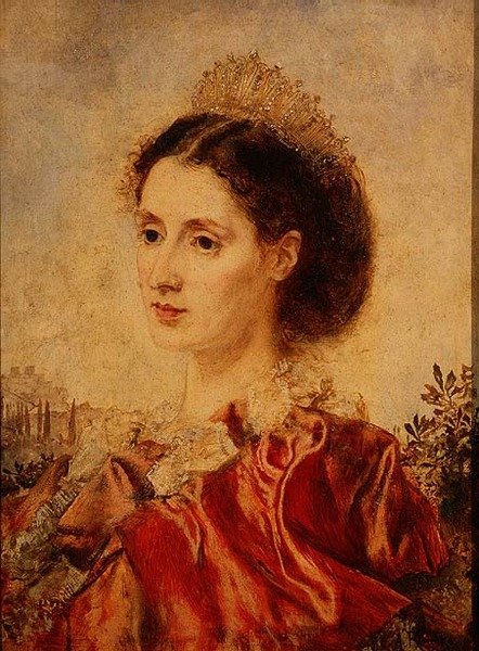 Portrét paní Henry Francis Makins v maškarních šatech (panel) od Anton Romako