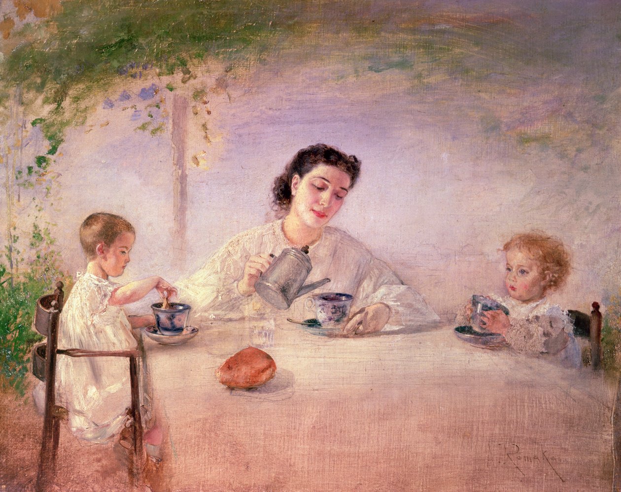 Manželka umělců Sophie s dcerami Mathildou a Adele, 1873 od Anton Romako