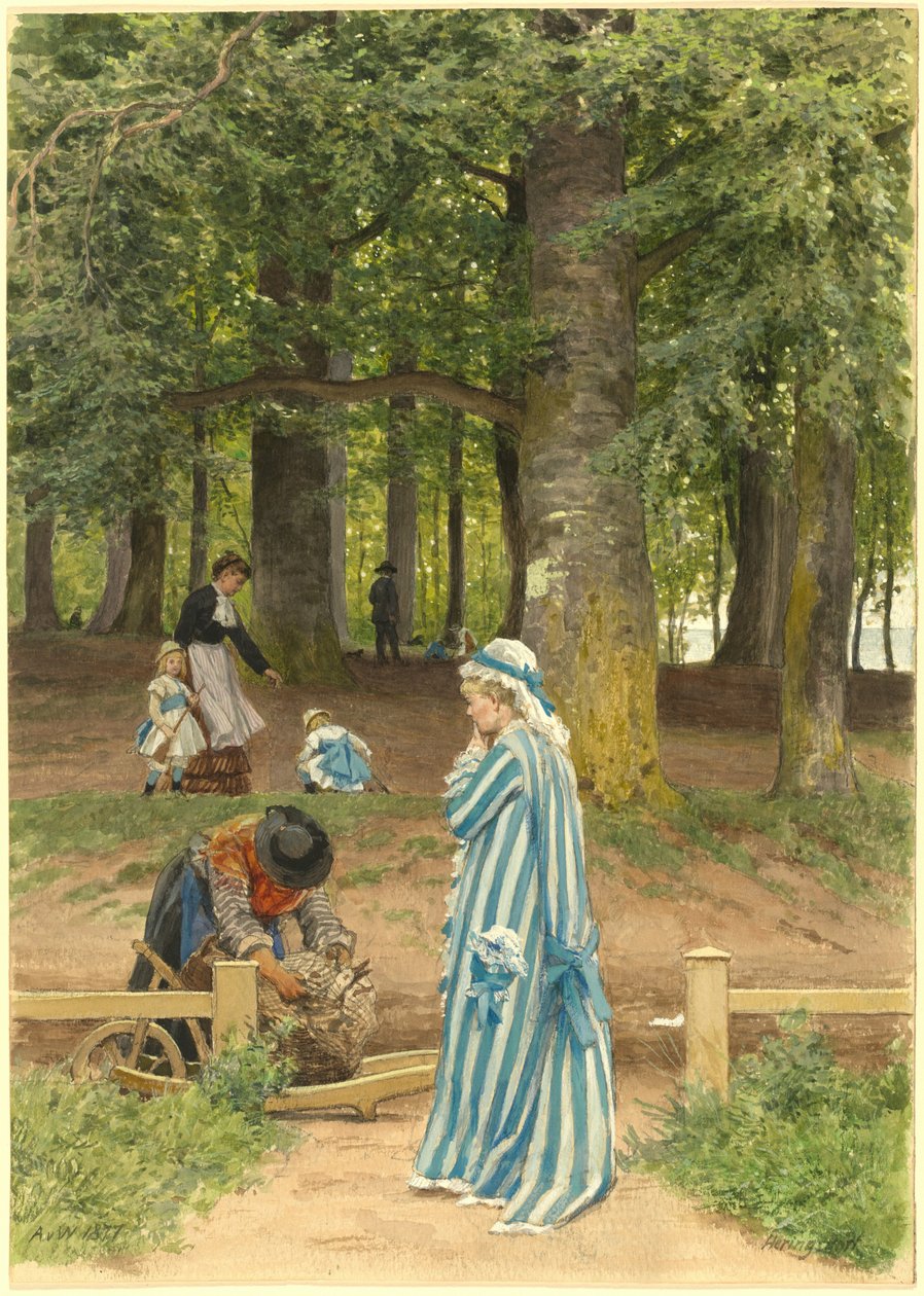 Umělcova žena a dcery v parku v Heringsdorfu od Anton Alexander von Werner