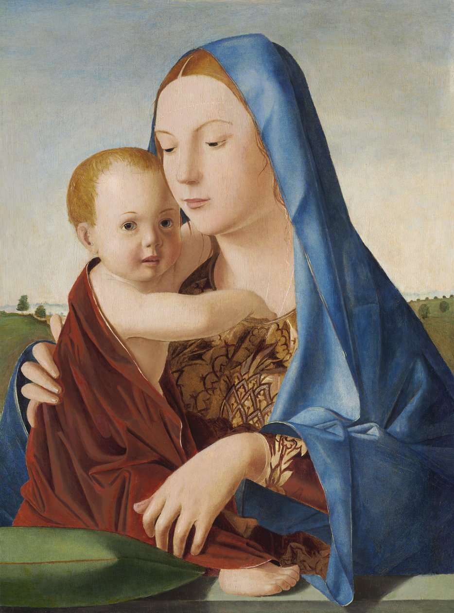 Madonna and Child, c.1475 (olej a tempera na panelu přeneseny z panelu) od Antonello da Messina