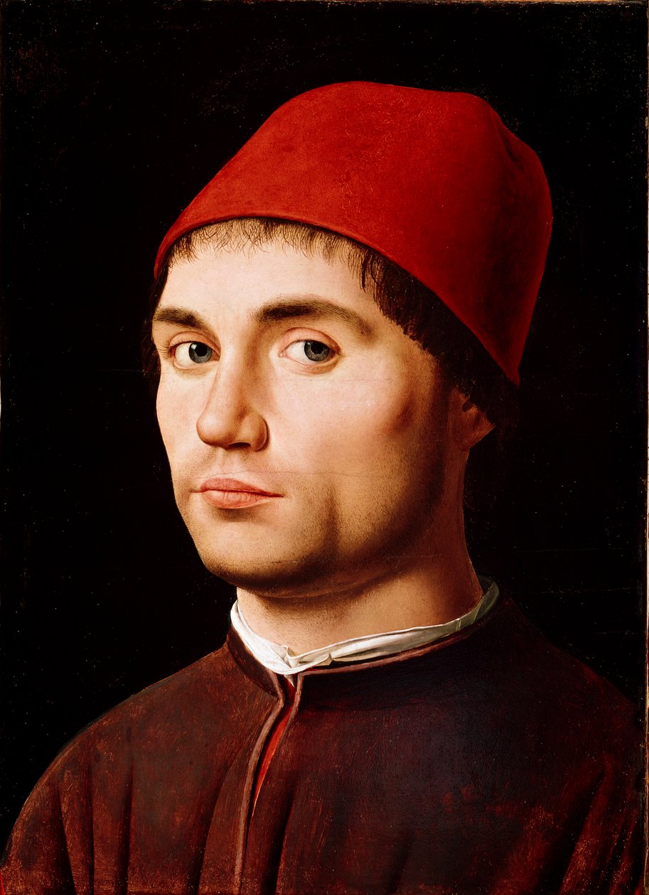 Portrét muže nebo autoportrét Obraz Antonella di Antonio dit Antonello da Messina (1430-1479) 1473 cm. 35,5x25,5 Londýn, Národní galerie od Antonello da Messina