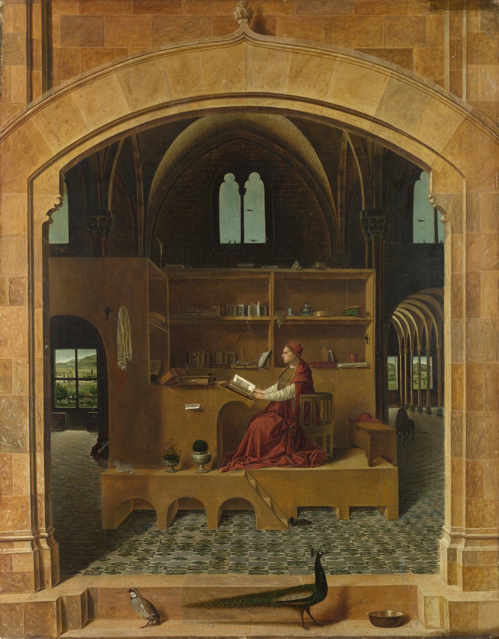 Svatý Jeroným ve své pracovně, cca 1475 od Antonello da Messina