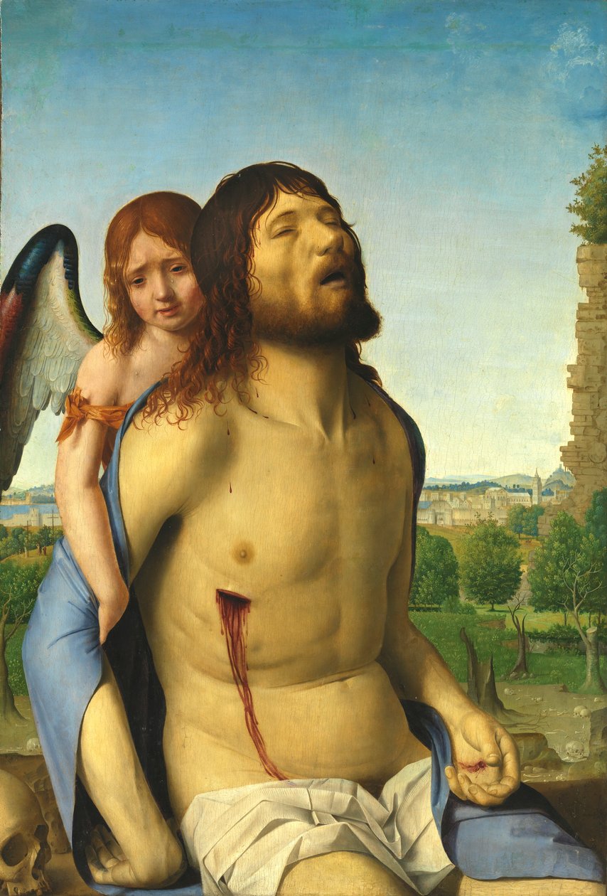 Mrtvý Kristus podpíraný andělem od Antonello da Messina