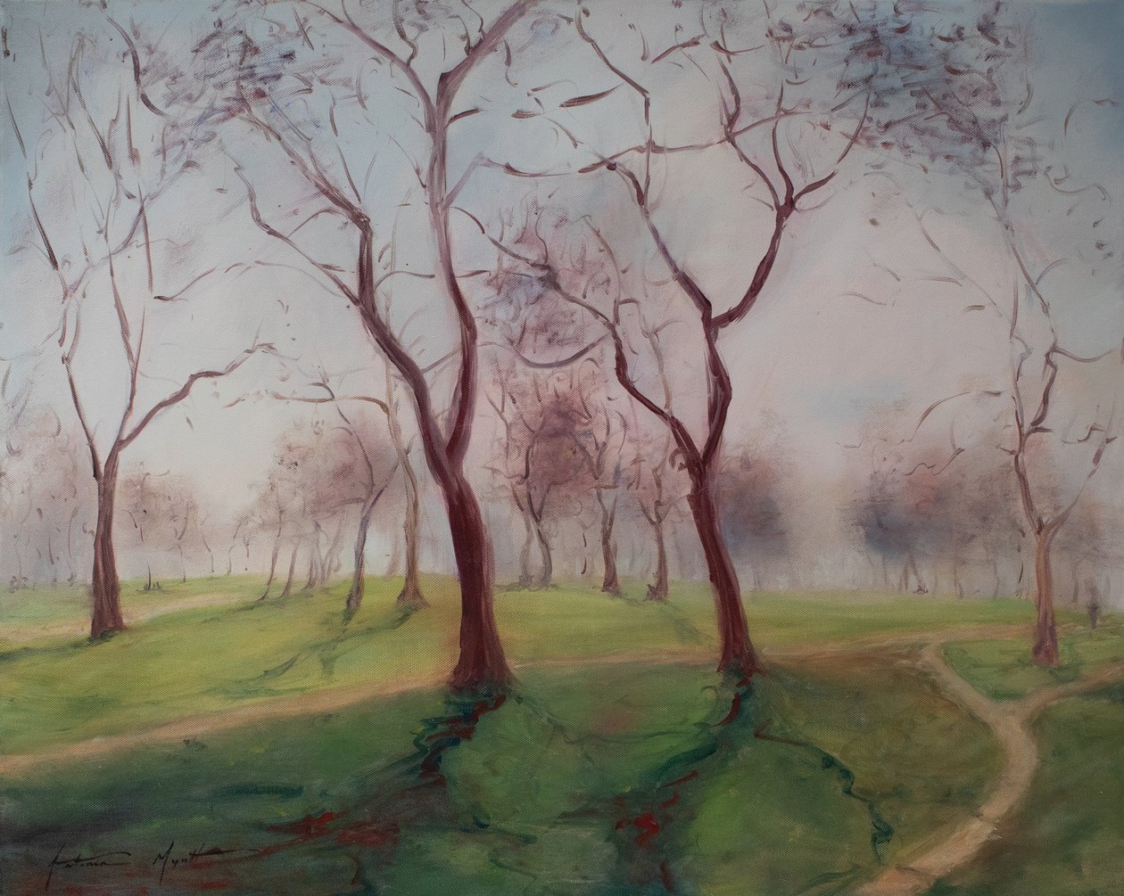 Hyde park, Londýn, 2012 (olej na plátně) od Antonia Myatt