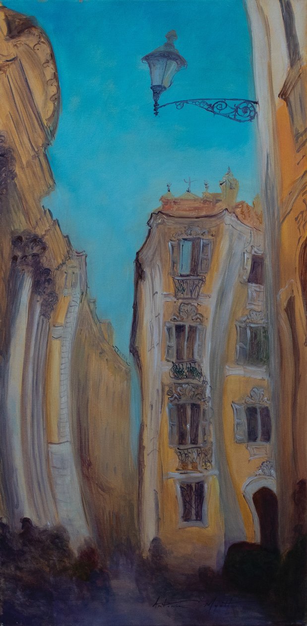 Hledá se fontána, Itálie, 2015 (olej na plátně) od Antonia Myatt