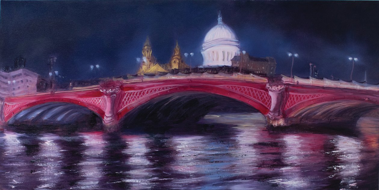 St Paul’s, Blackfriars Bridge, 2013 (olej na plátně) od Antonia Myatt