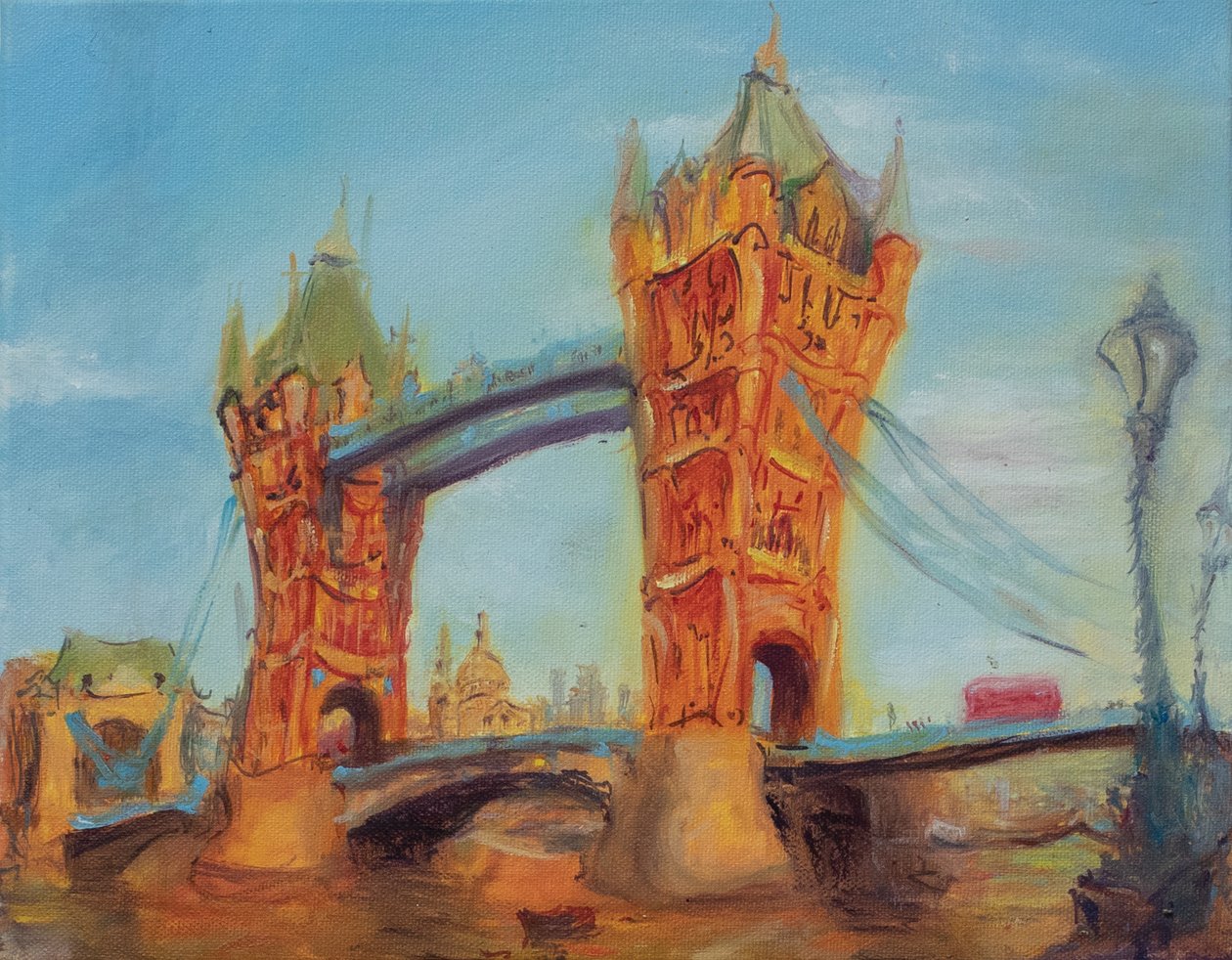 Tower bridge, studie, 2019 (olej na plátně) od Antonia Myatt