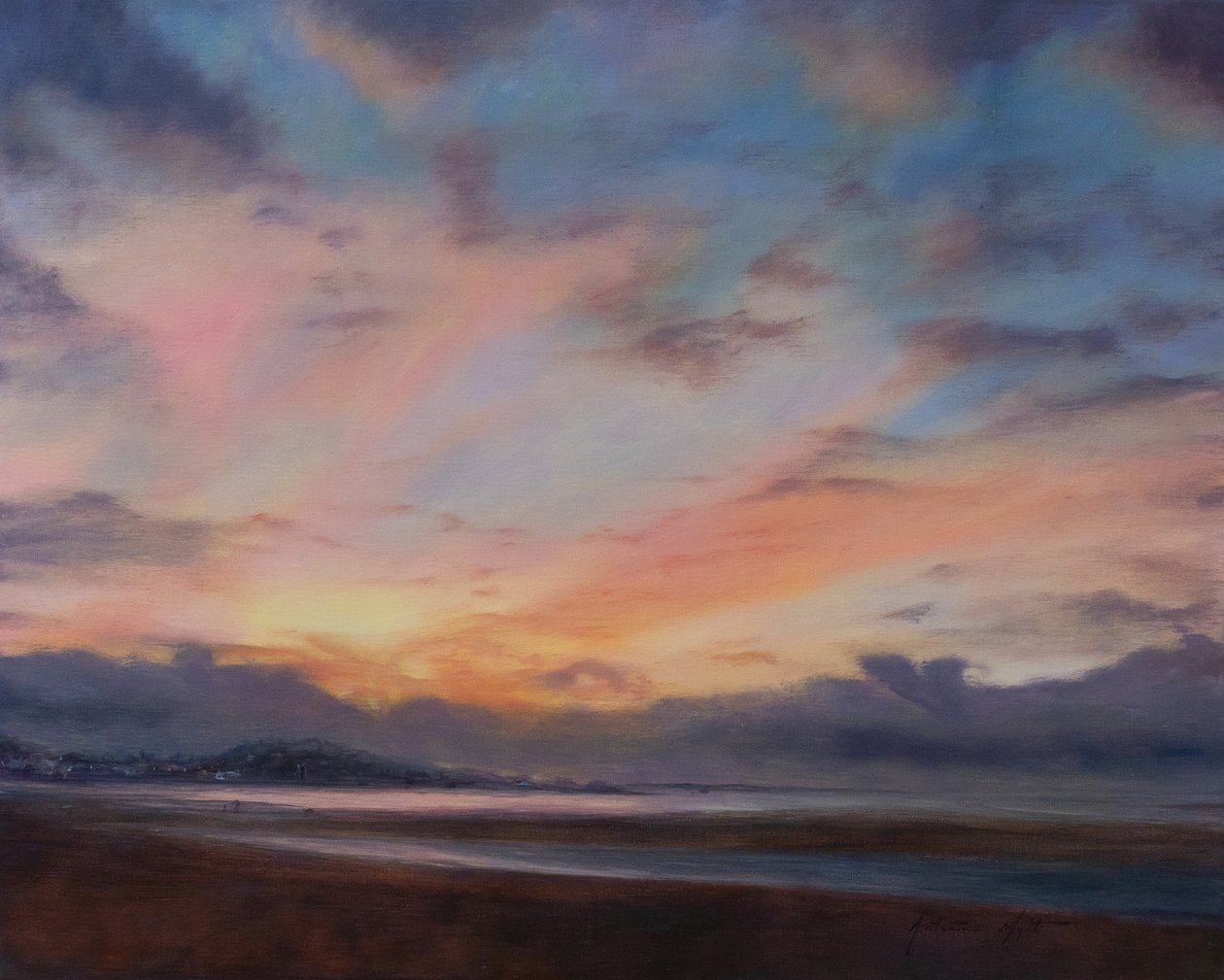 Whispery clouds Devon, 2022 (olej na plátně) od Antonia Myatt