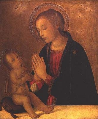 Madona zbožňující dítě od Antoniazzo (workshop of) Romano