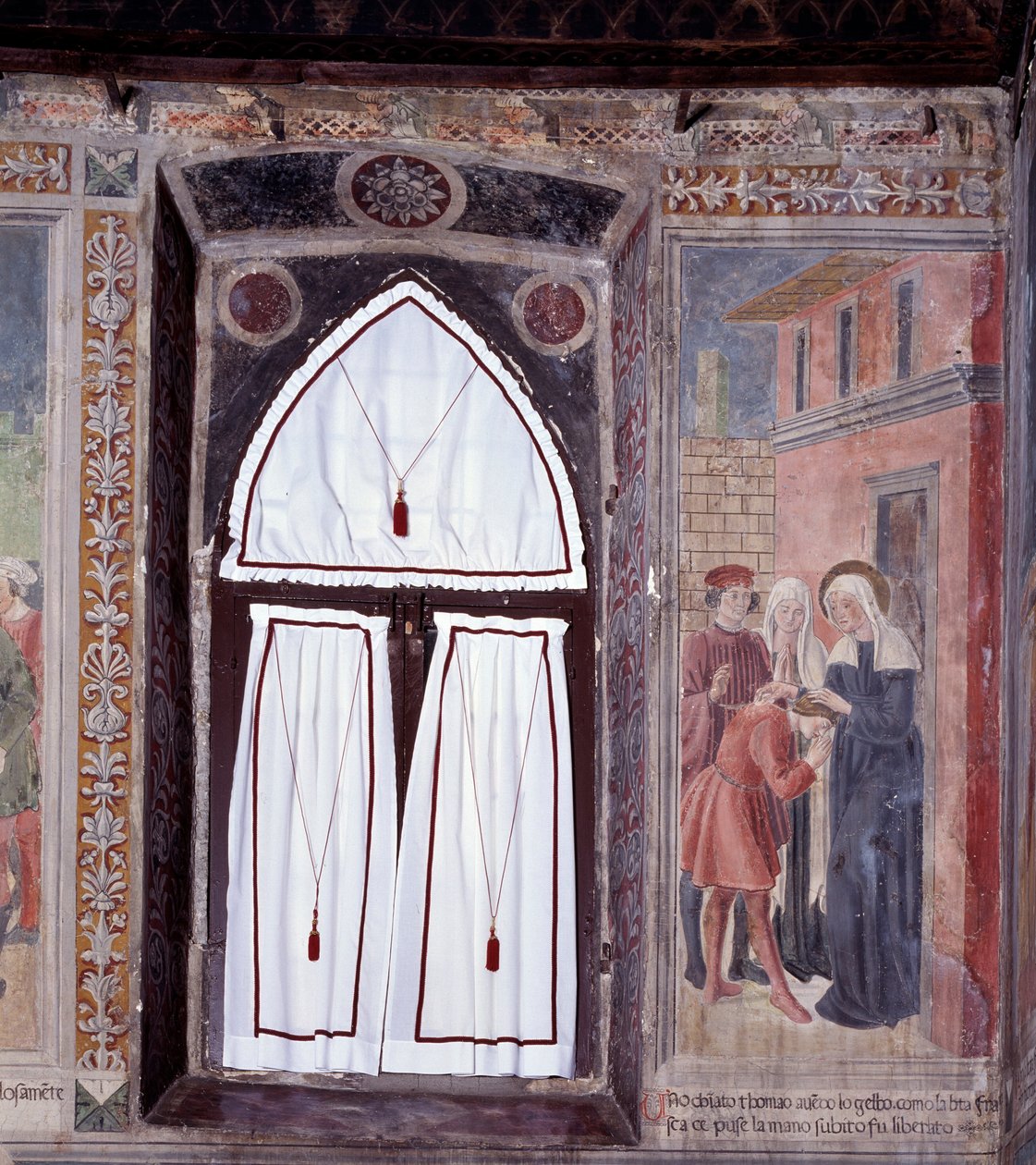Život sv. Francesky Romana: Hrbáče léčí světec (Fresco od Antoniazzo Romano