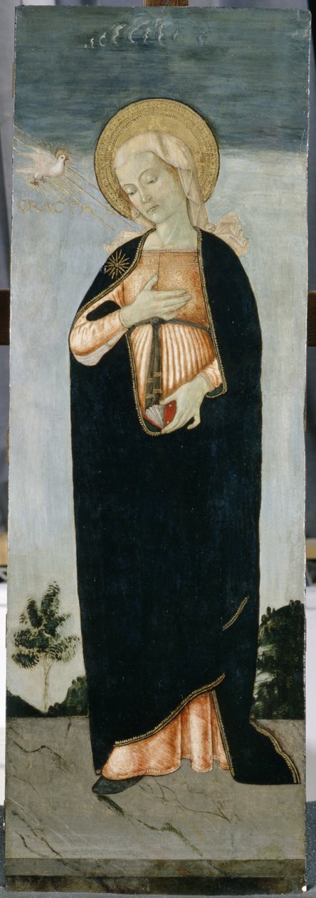 Marie při Zvěstování, cca 1500 (tempera na topolovém dřevě) od Antoniazzo Romano