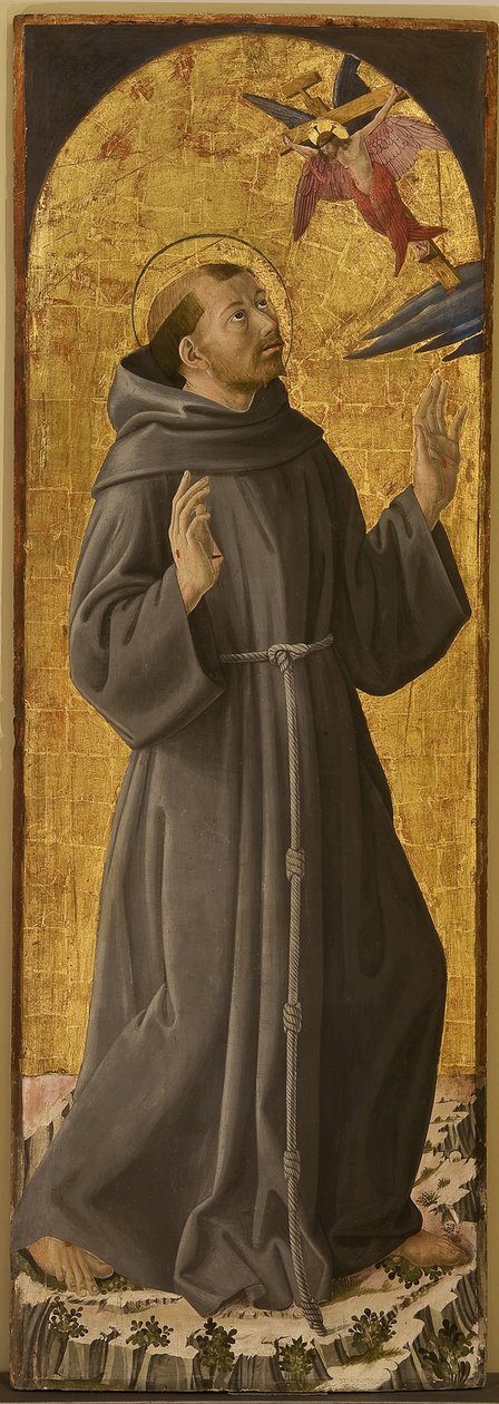 Saint Francois - Svatý František z Assisi par Romano, Antoniazzo (1430 / 35-1508). Olej na dřevě, rozměr: 173x61,5,, Občanské muzeum, Rieti od Antoniazzo Romano