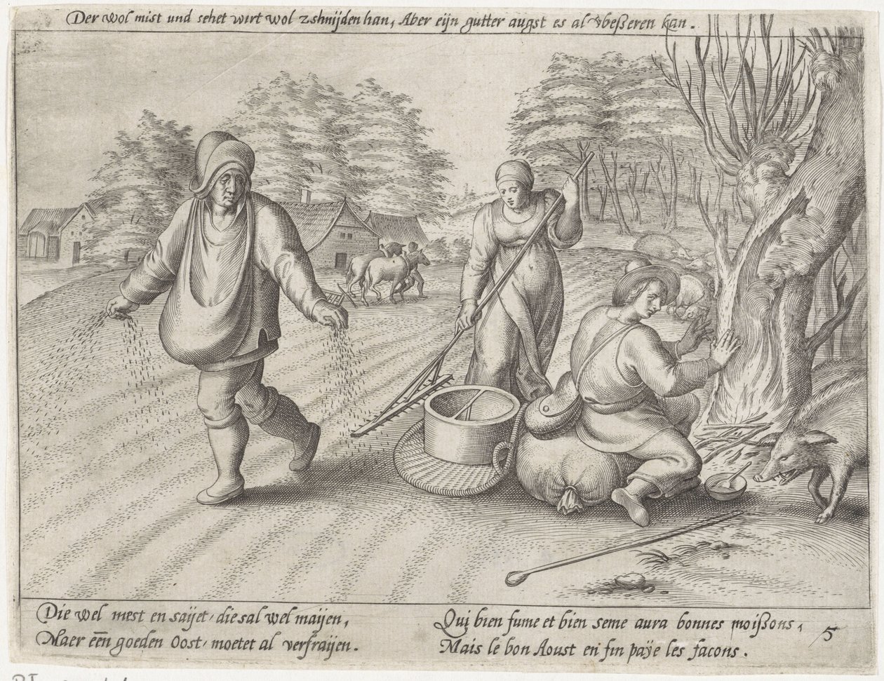 Zasít na zemi Pěstování obilí (název série) od Antonie Wierix (II) (possibly)
