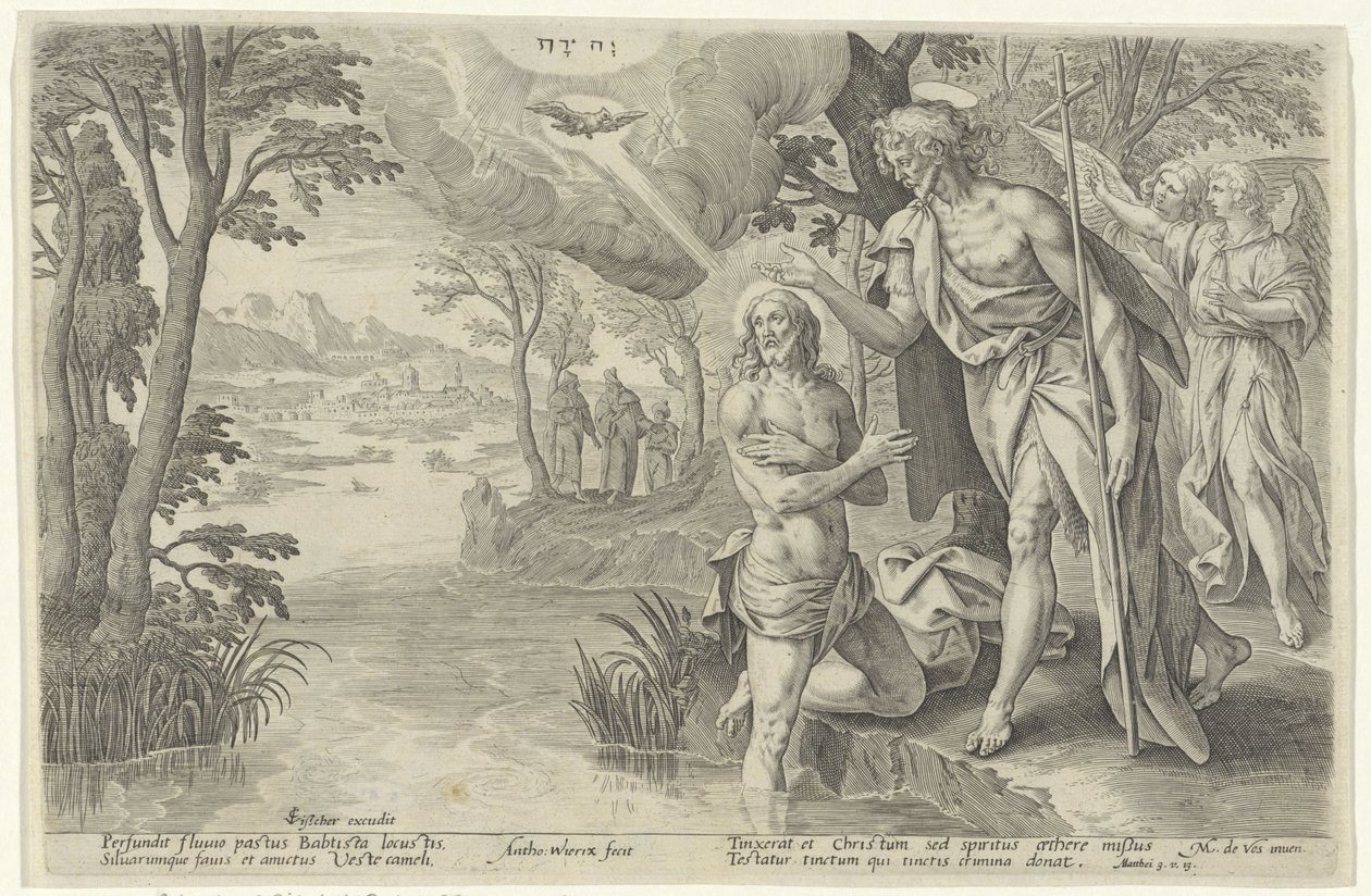 Doop van Christ Biblické divadlo (...) (název série) od Antonie Wierix (II)