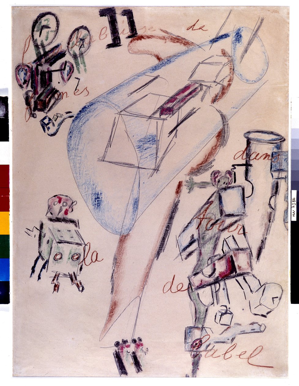 Bujabéza tvarů v Babylonské věži, únor 1946 (kresba) od Antonin Artaud