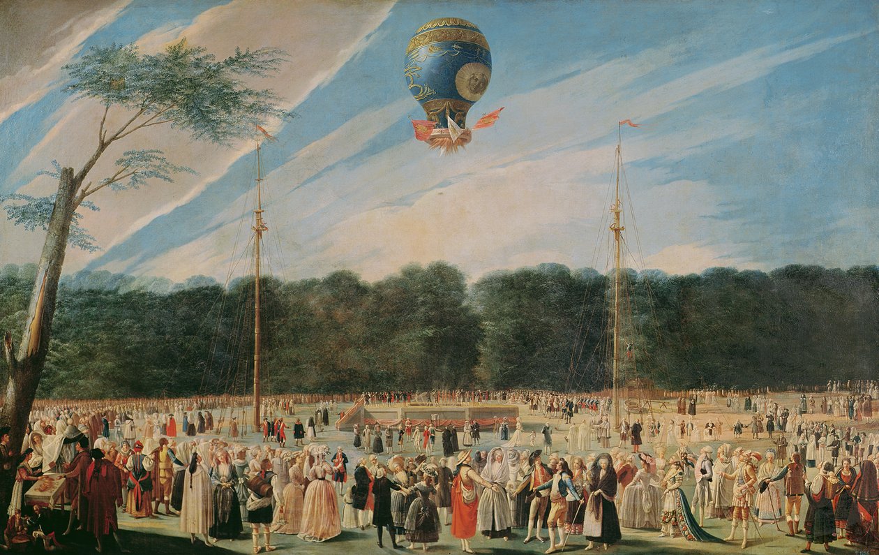 Výstup na balón Montgolfier v Aranjuez, kolem roku 1764 od Antonio Carnicero