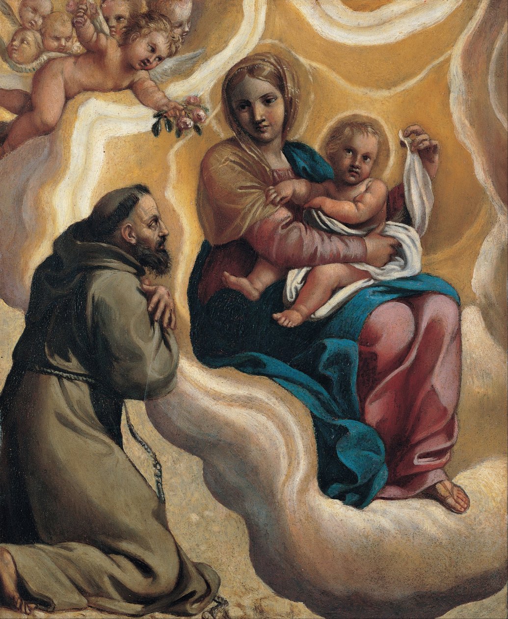 Madona s dítětem a svatý František od Antonio Carracci