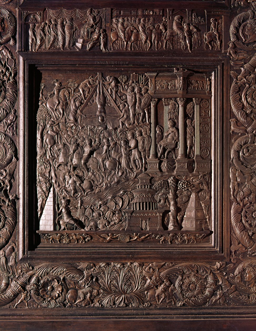 Umučení sv. Petra, detail z centrálních dveří baziliky, zdobené 1439-45 (bronz) (viz též 247330-247337) od Antonio Filarete