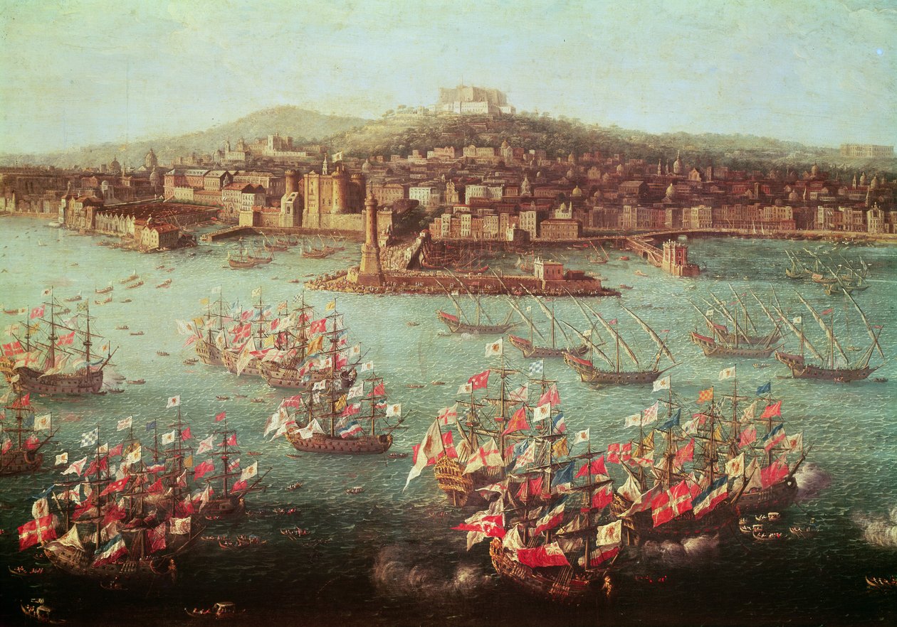 Flotila španělského krále Karla III. před městem Neapol, 6. října 1759 od Antonio Joli
