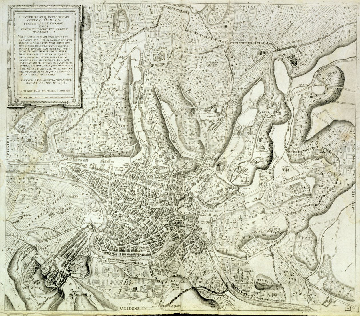 Mapa města Říma, vyrytá umělcem, 1557 od Antonio Lafreri