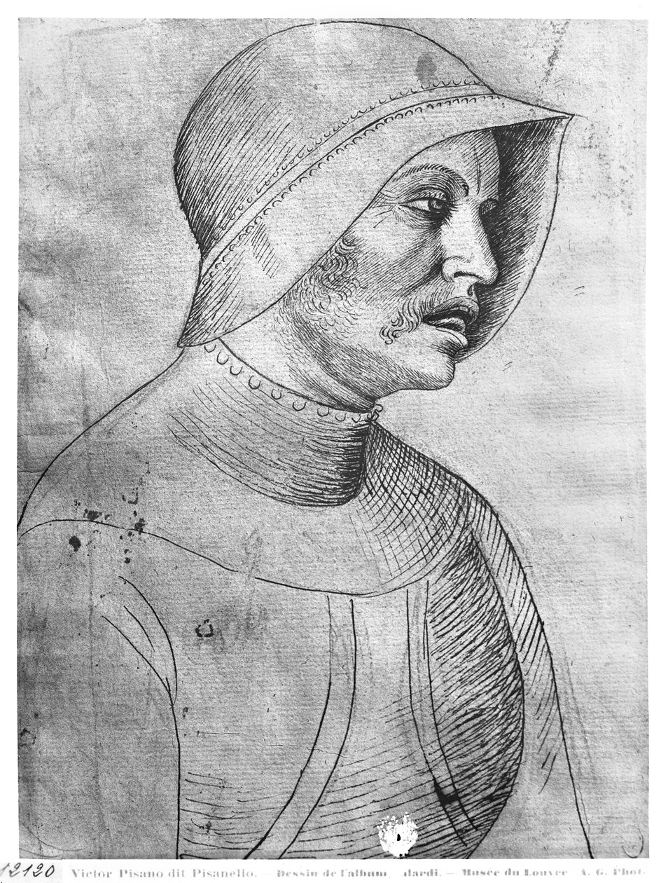 Voják s helmou, z alba Vallardi od Antonio Pisanello