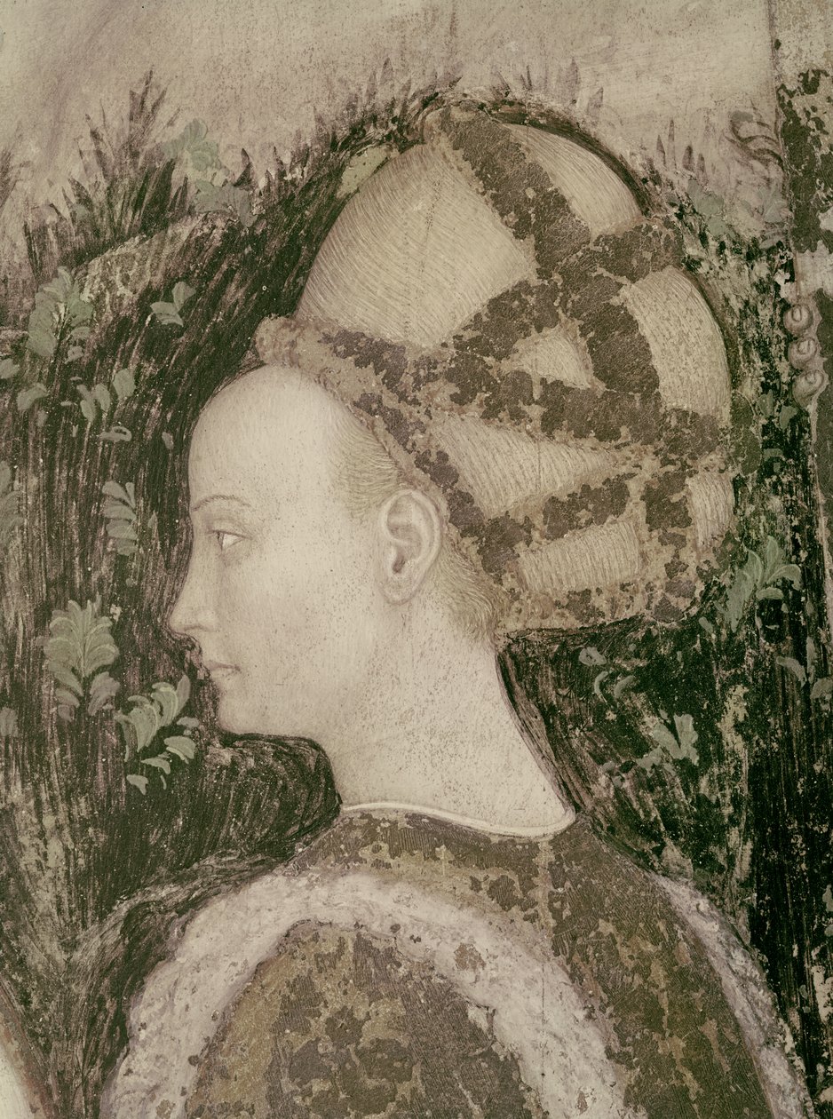 Svatý Jiří a princezna z Trebizondu, detail hlavy princezny, kolem 1433-38 od Antonio Pisanello