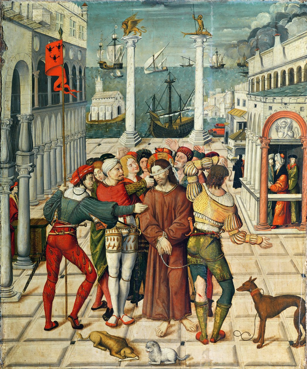 Posmívání se Kristu, z oltářního obrazu Umučení, 1517-20 (tempera na panelu) od Antonio Ronzen