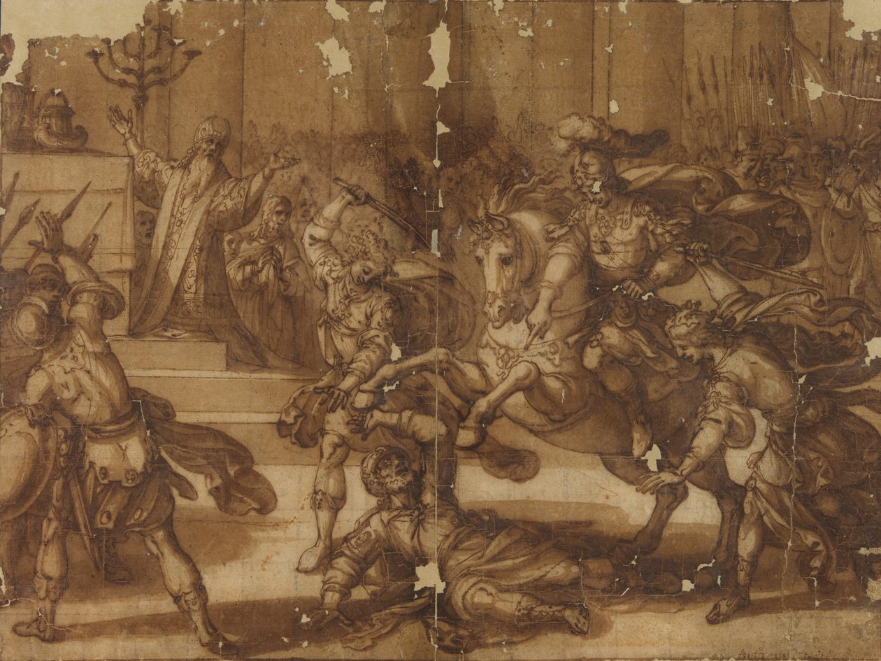 Vyhoštění Heliodora z chrámu od Antonio Tempesta