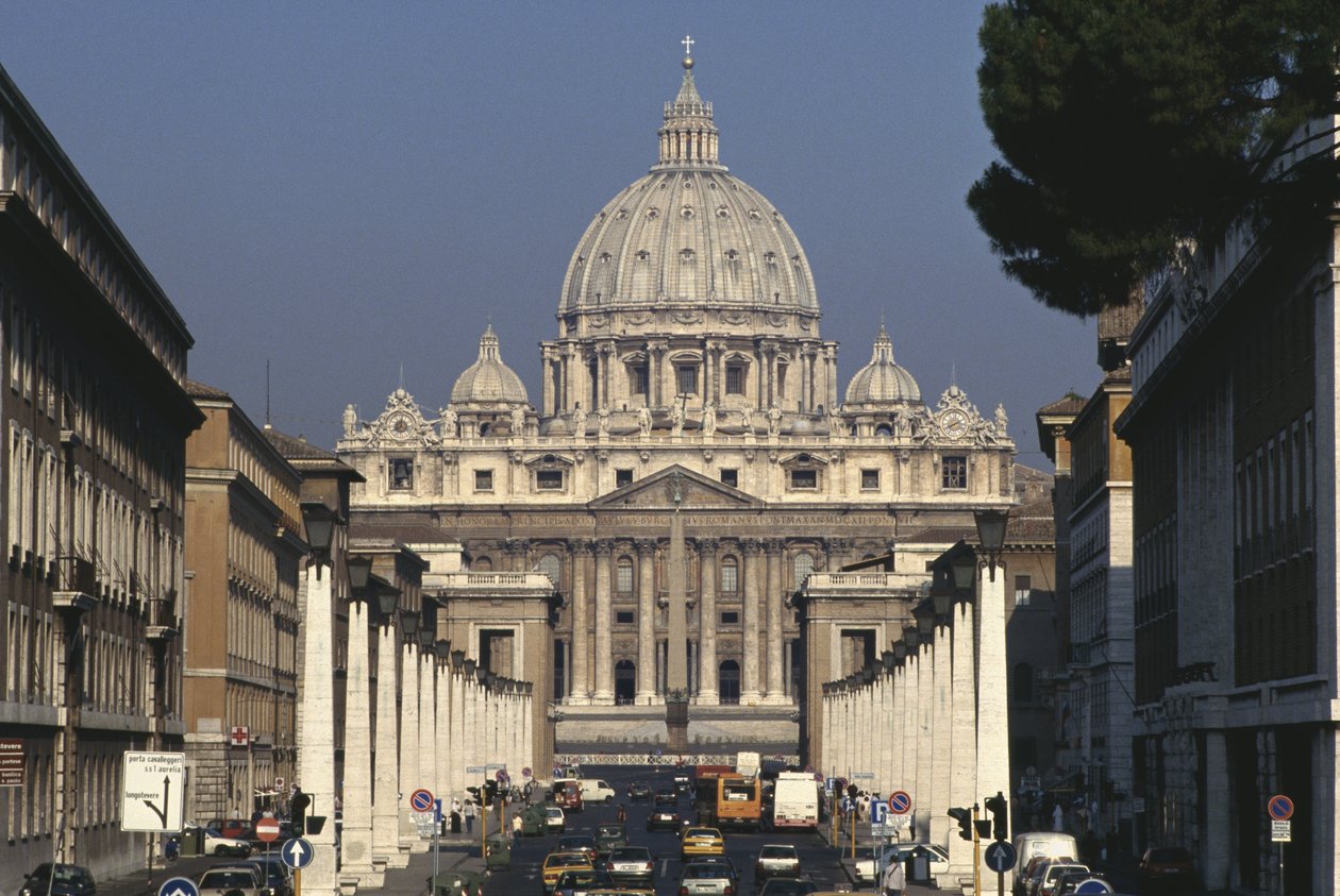 Pohled na svatého Petra z Via della Conciliazione od Antonio da Sangallo
