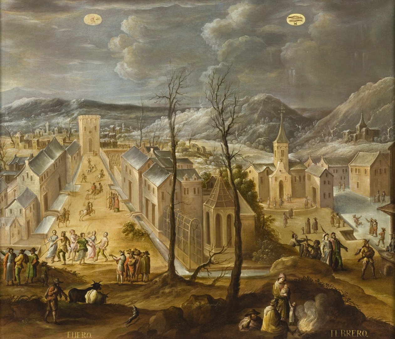 Leden a únor z Los doce meses del año (Dvanáct měsíců roku), 1650-99 od Antonio de Espinosa