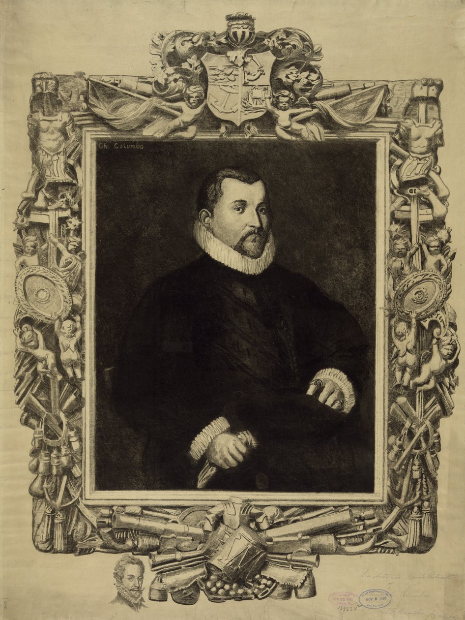 Kryštof Kolumbus (1451-1506), kolem 1892 (litografie) od Antonio  Moroni