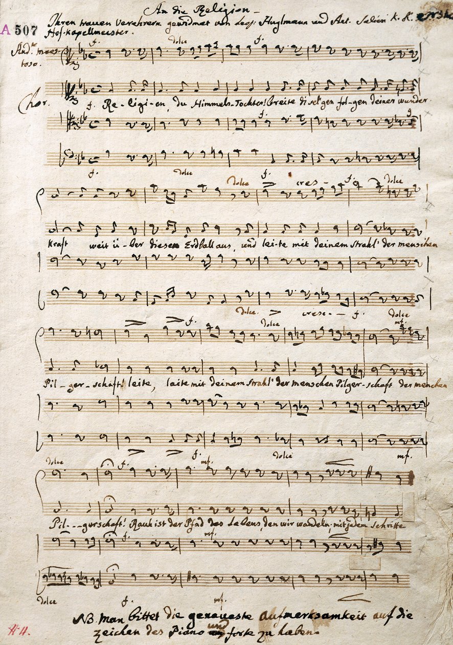 Autograf partitury skladby Oratorium, autor Antonio Salieri (1750-1825) od Antonio (after) Salieri