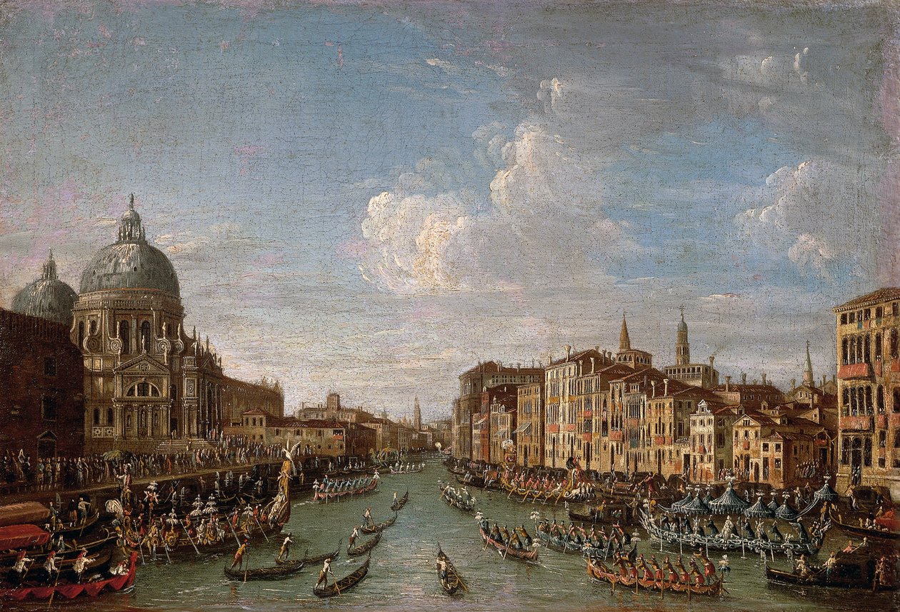 Historiallinen Venetsian regatta od Antonio (follower of) Canaletto