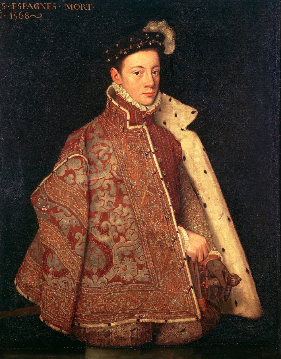 Portrét Dona Carlose, prince z Asturie (olej na plátně) od Antonio (studio of) (attr. to) Moro