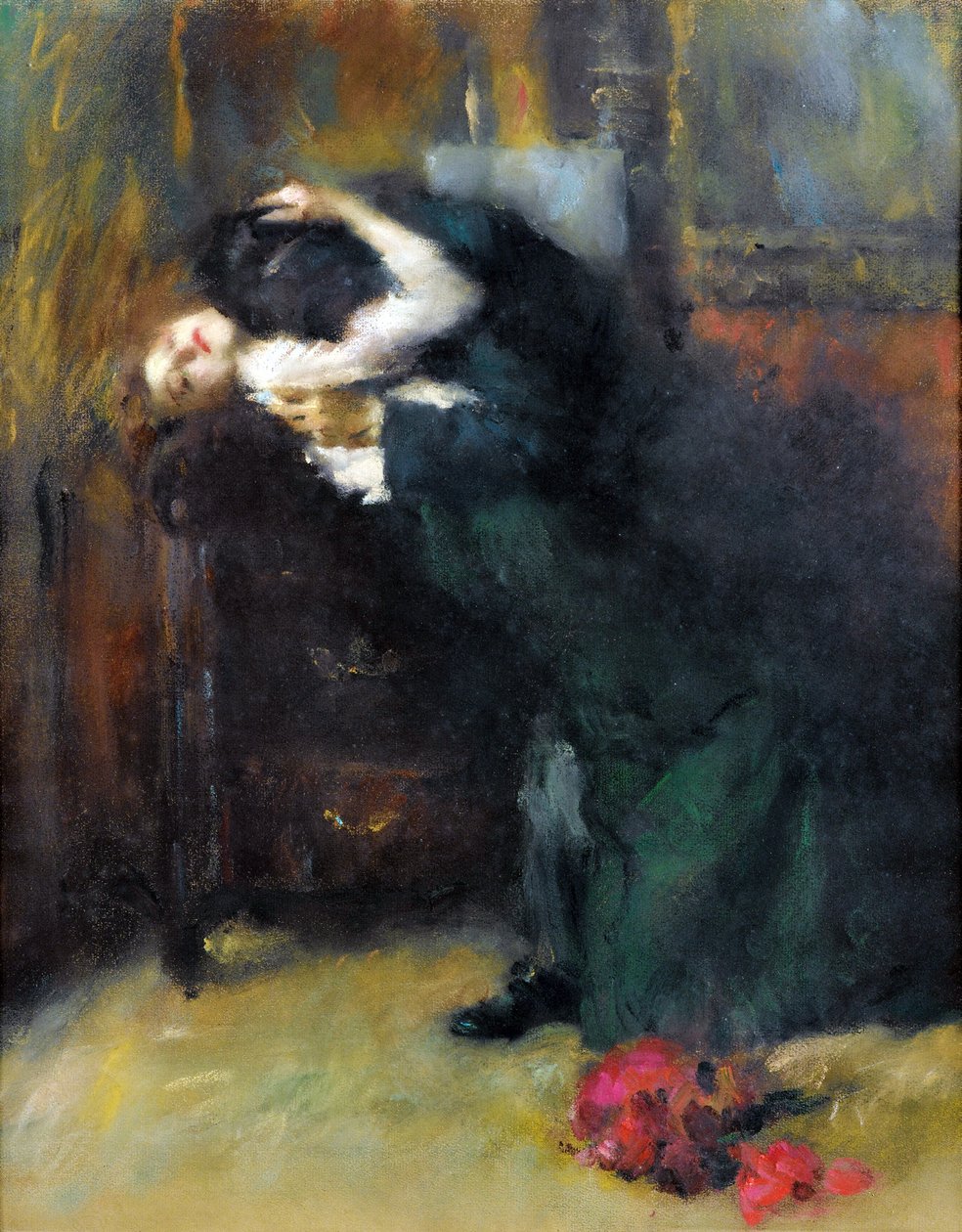 The Kiss par Antonio Ambrogio Alciati (1878-1929), - Pastel na papíře, 56x44 cm - Soukromá sbírka od Antonio Ambrogio Alciati