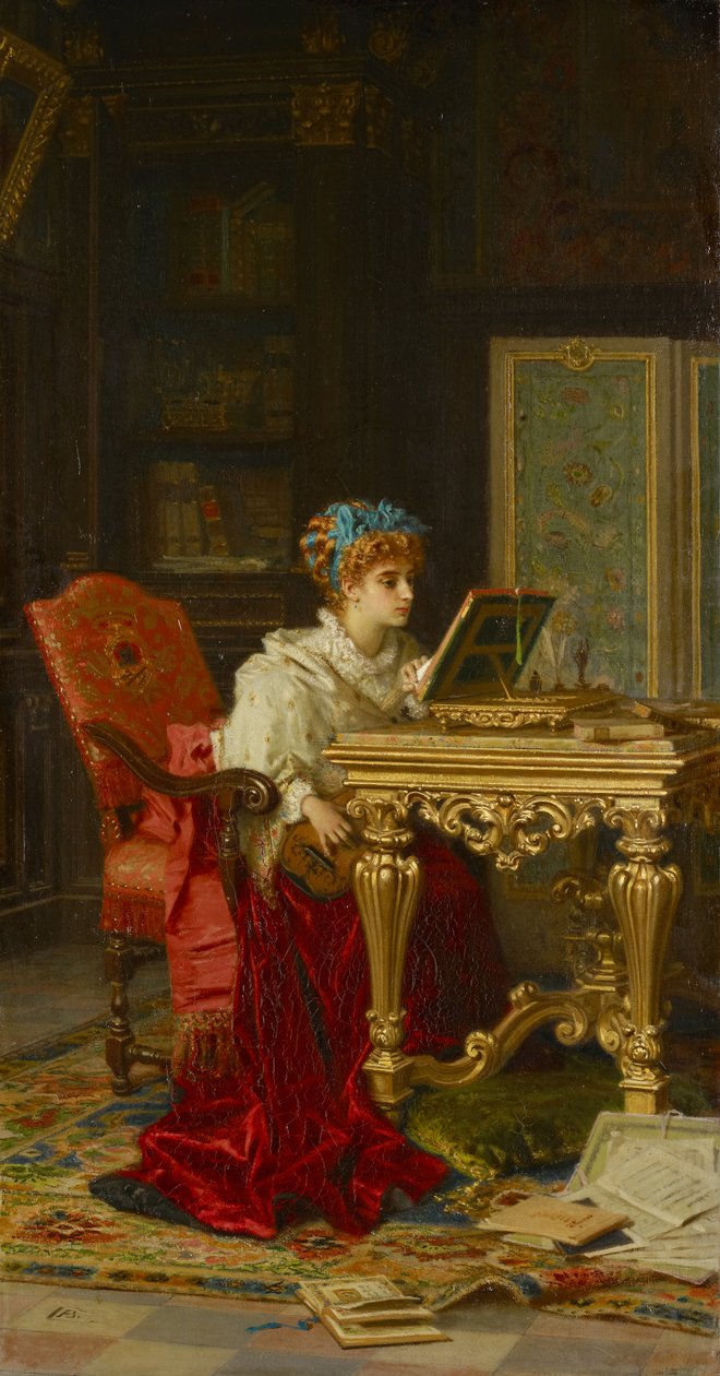 Paní hrající hudbu (Irene di Spilimbergo) od Antonio Barzaghi Cattaneo
