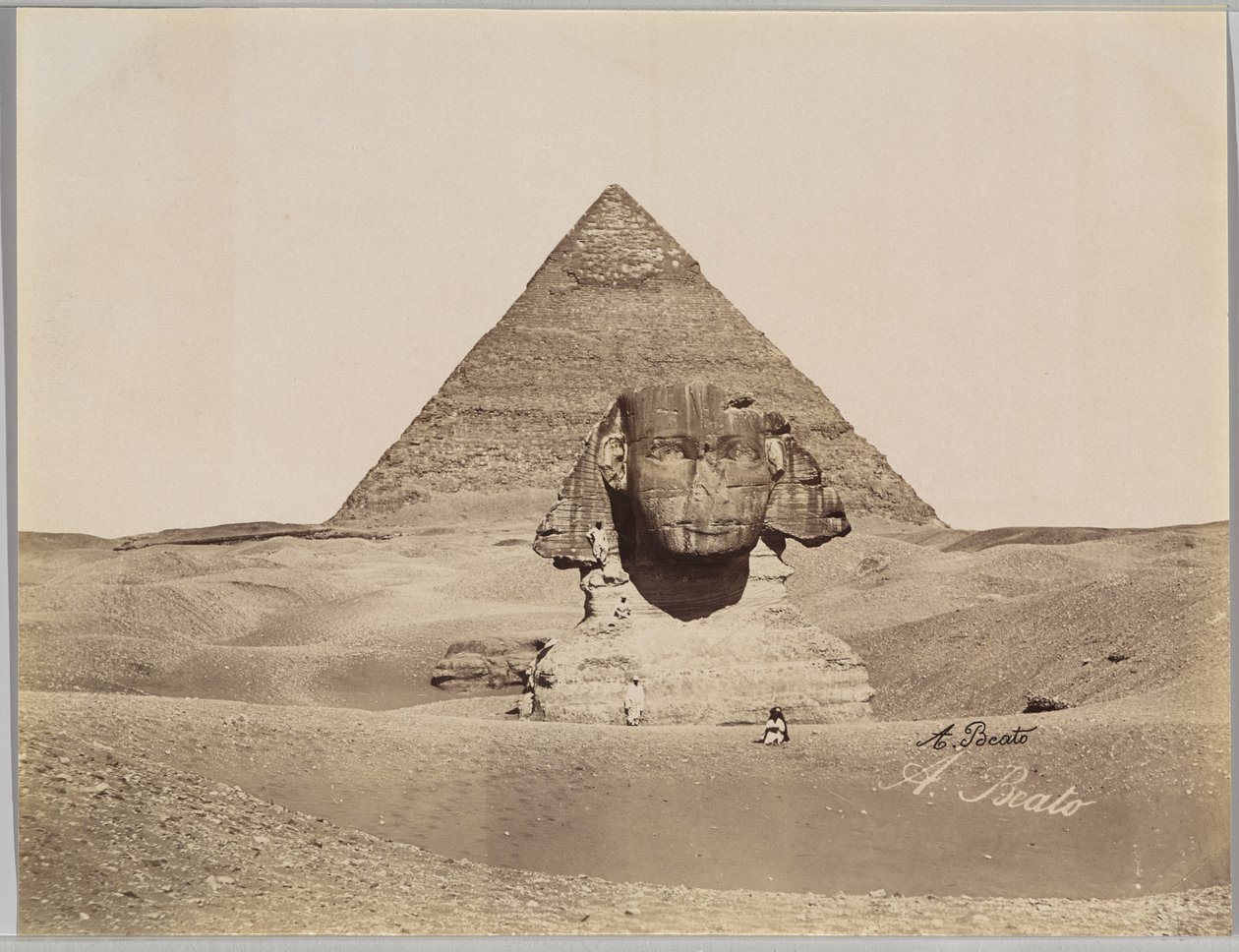 Sfinga a Chefrenova pyramida (stříbrná fotoalbum) od Antonio Beato