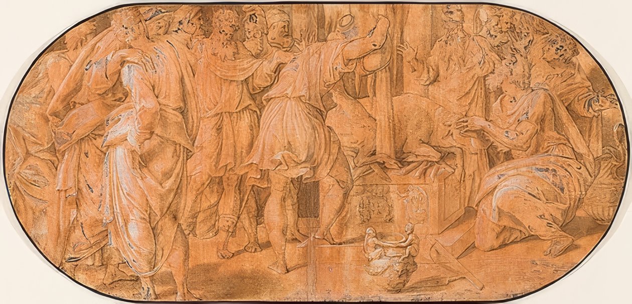 Eliáš obětuje v přítomnosti Achaba. Kolem roku 1557 od Antonio Campi