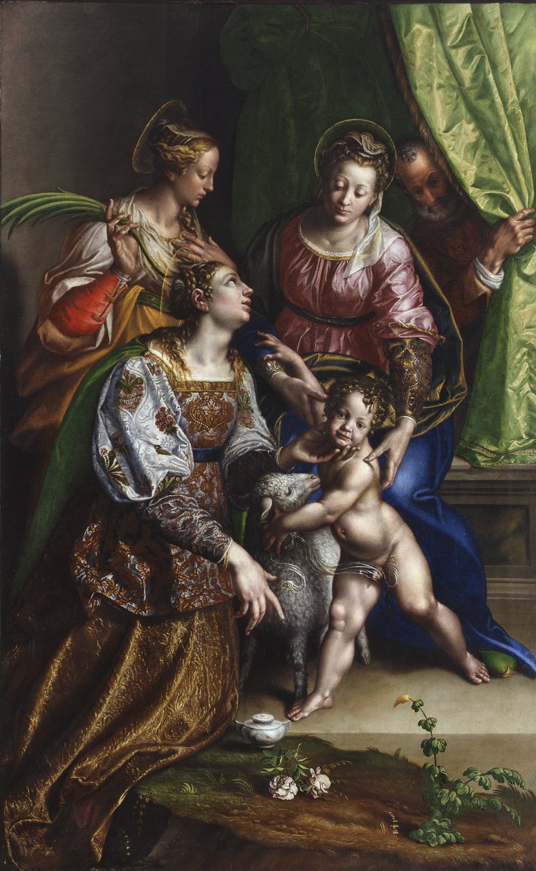 Madona s dítětem se sv. Josefem, sv. Kateřinou a sv. Anežkou, kolem 1570 (olej na plátně) od Antonio Campi