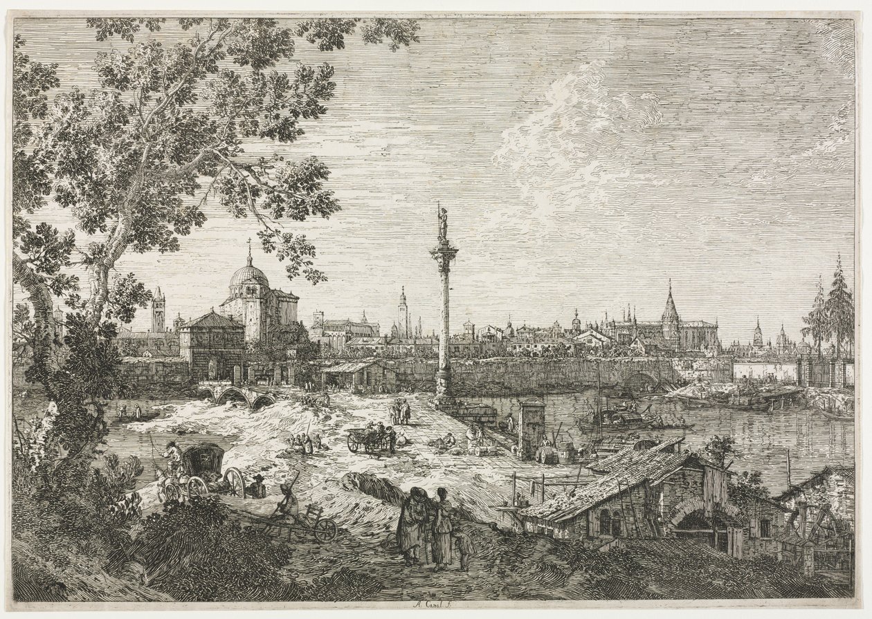 Panorama města na řece od Antonio Canaletto